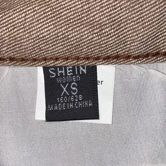 NWT SHEIN Brown Color Block Patch Jeans Size 2 Extra Small - Picture 4 of 9